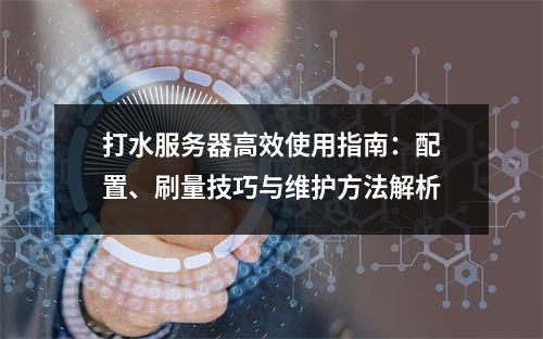 打水服务器高效使用指南：配置、刷量技巧与维护方法解析
