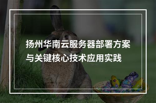 扬州华南云服务器部署方案与关键核心技术应用实践