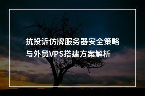抗投诉仿牌服务器安全策略与外贸VPS搭建方案解析