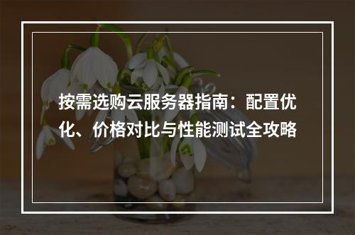 按需选购云服务器指南：配置优化、价格对比与性能测试全攻略