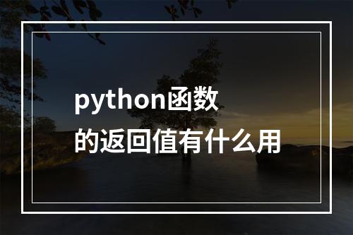 python函数的返回值有什么用