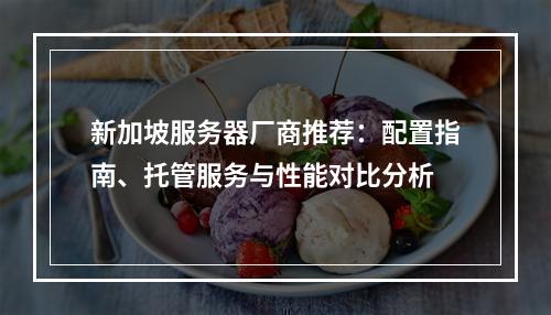 新加坡服务器厂商推荐：配置指南、托管服务与性能对比分析