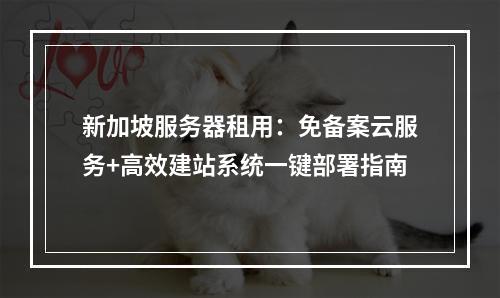 新加坡服务器租用：免备案云服务+高效建站系统一键部署指南