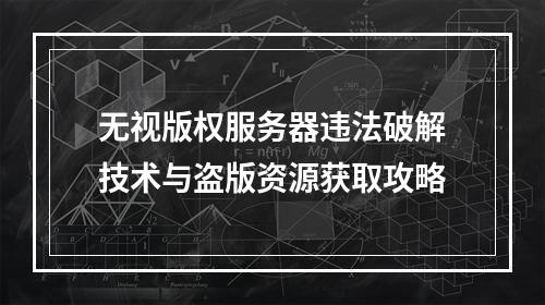 无视版权服务器违法破解技术与盗版资源获取攻略