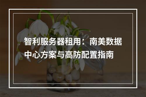 智利服务器租用：南美数据中心方案与高防配置指南
