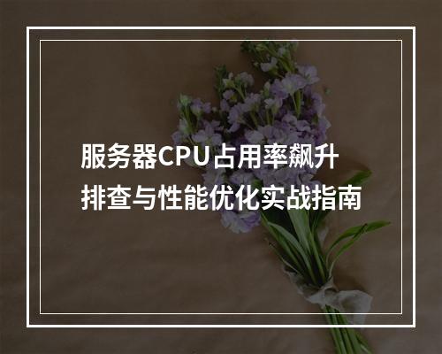 服务器CPU占用率飙升排查与性能优化实战指南