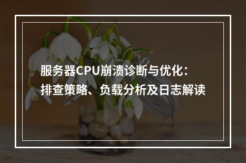服务器CPU崩溃诊断与优化：排查策略、负载分析及日志解读