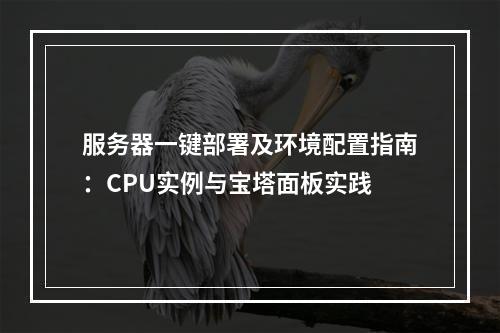 服务器一键部署及环境配置指南：CPU实例与宝塔面板实践