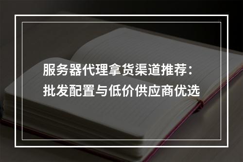 服务器代理拿货渠道推荐：批发配置与低价供应商优选