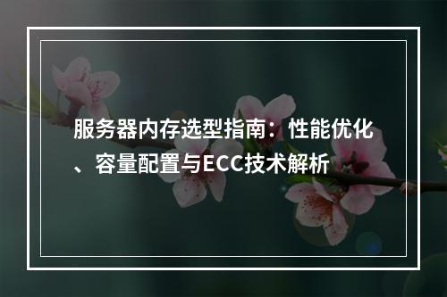 服务器内存选型指南：性能优化、容量配置与ECC技术解析