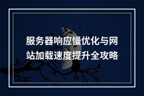 服务器响应慢优化与网站加载速度提升全攻略