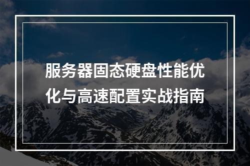 服务器固态硬盘性能优化与高速配置实战指南