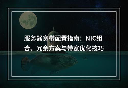 服务器宽带配置指南：NIC组合、冗余方案与带宽优化技巧