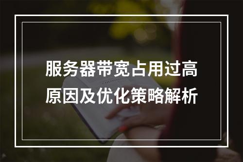服务器带宽占用过高原因及优化策略解析