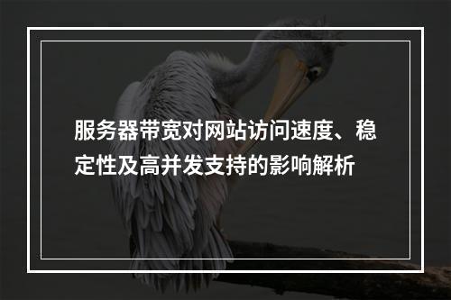 服务器带宽对网站访问速度、稳定性及高并发支持的影响解析