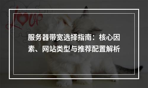 服务器带宽选择指南：核心因素、网站类型与推荐配置解析