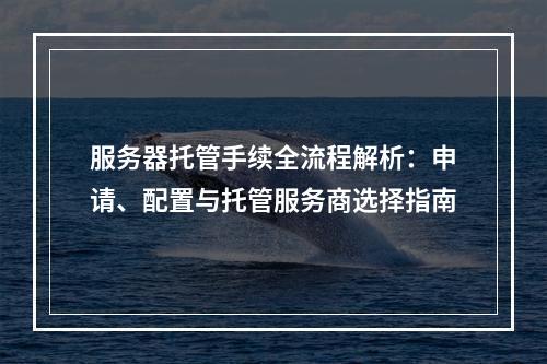 服务器托管手续全流程解析：申请、配置与托管服务商选择指南