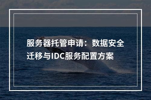 服务器托管申请：数据安全迁移与IDC服务配置方案
