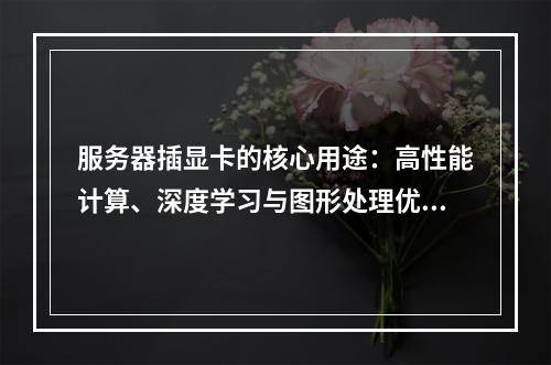 服务器插显卡的核心用途：高性能计算、深度学习与图形处理优化