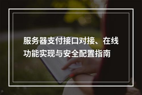 服务器支付接口对接、在线功能实现与安全配置指南