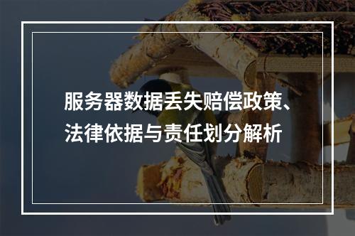 服务器数据丢失赔偿政策、法律依据与责任划分解析