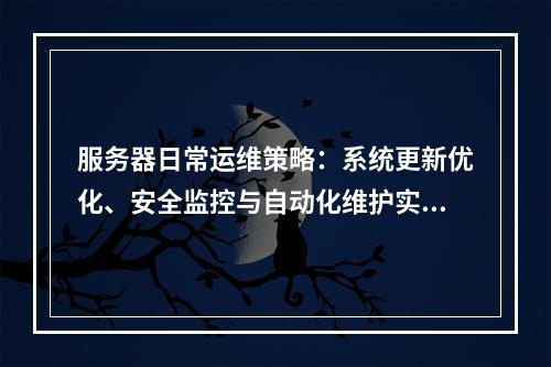 服务器日常运维策略：系统更新优化、安全监控与自动化维护实践