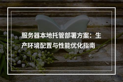 服务器本地托管部署方案：生产环境配置与性能优化指南