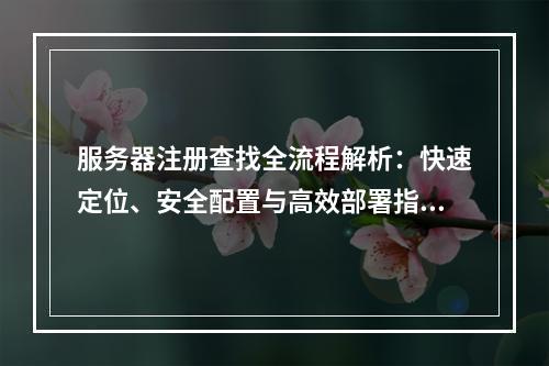 服务器注册查找全流程解析：快速定位、安全配置与高效部署指南