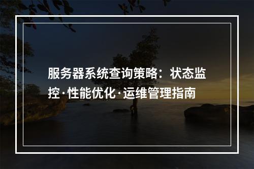 服务器系统查询策略：状态监控·性能优化·运维管理指南