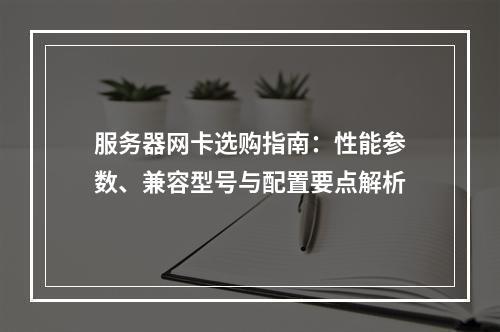 服务器网卡选购指南：性能参数、兼容型号与配置要点解析