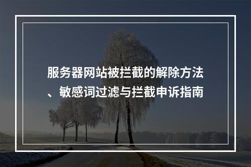 服务器网站被拦截的解除方法、敏感词过滤与拦截申诉指南