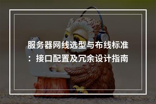 服务器网线选型与布线标准：接口配置及冗余设计指南