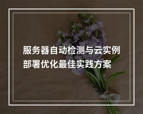 服务器自动检测与云实例部署优化最佳实践方案