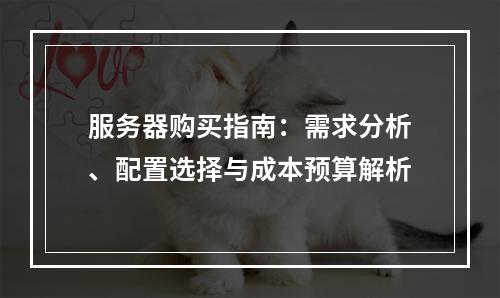 服务器购买指南：需求分析、配置选择与成本预算解析