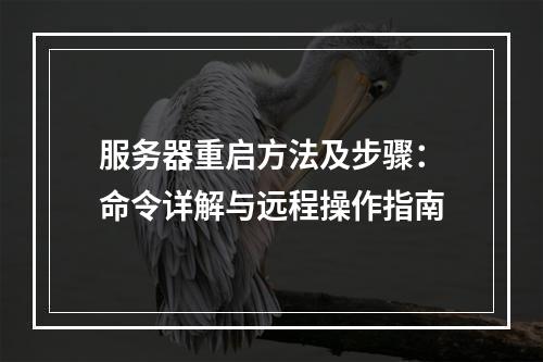 服务器重启方法及步骤：命令详解与远程操作指南