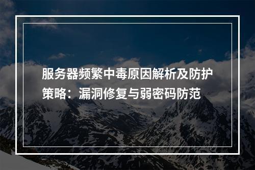 服务器频繁中毒原因解析及防护策略：漏洞修复与弱密码防范