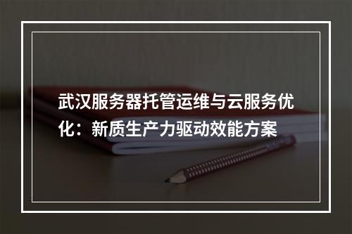 武汉服务器托管运维与云服务优化：新质生产力驱动效能方案