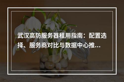 武汉高防服务器租用指南：配置选择、服务商对比与数据中心推荐