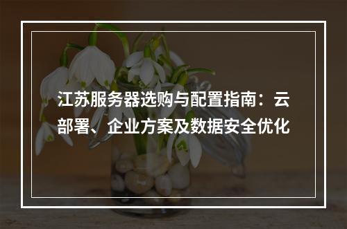 江苏服务器选购与配置指南：云部署、企业方案及数据安全优化