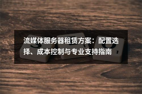 流媒体服务器租赁方案：配置选择、成本控制与专业支持指南