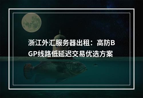 浙江外汇服务器出租：高防BGP线路低延迟交易优选方案