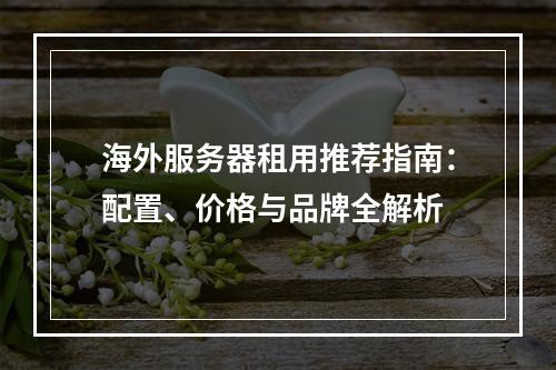 海外服务器租用推荐指南：配置、价格与品牌全解析