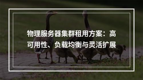 物理服务器集群租用方案：高可用性、负载均衡与灵活扩展