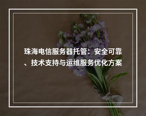 珠海电信服务器托管：安全可靠、技术支持与运维服务优化方案