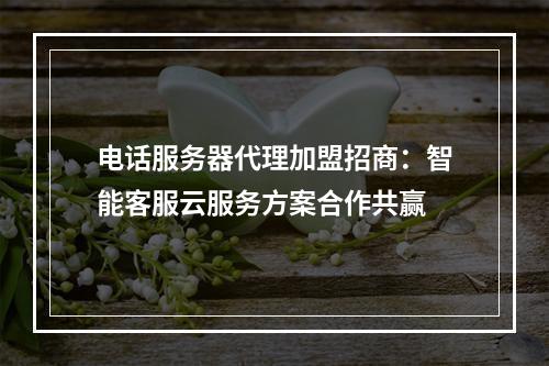 电话服务器代理加盟招商：智能客服云服务方案合作共赢