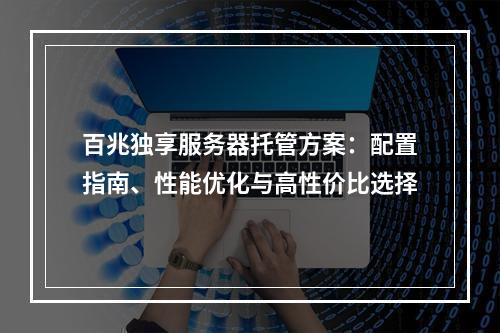 百兆独享服务器托管方案：配置指南、性能优化与高性价比选择