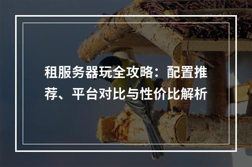 租服务器玩全攻略：配置推荐、平台对比与性价比解析