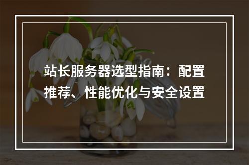 站长服务器选型指南：配置推荐、性能优化与安全设置