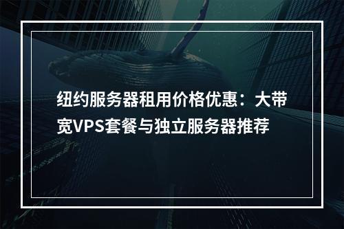 纽约服务器租用价格优惠：大带宽VPS套餐与独立服务器推荐