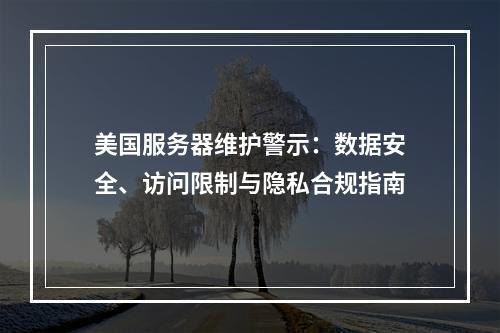美国服务器维护警示：数据安全、访问限制与隐私合规指南